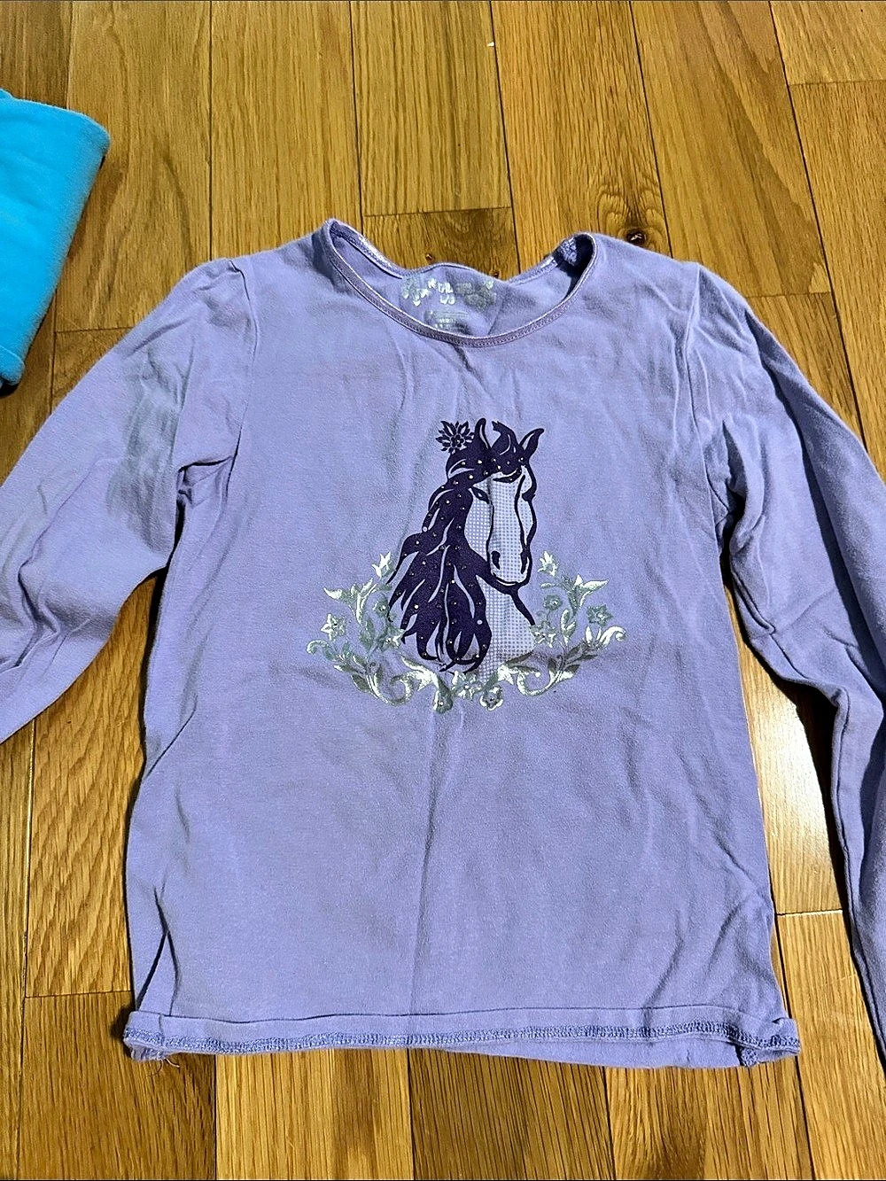 Total Girl Girls Long Sleeve Horse Tee Size Small